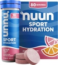 Nuun Sport Electrolyte tabletės su magnio, kalcio, kalio, chlorido ir natrio, Gluten Free & Vegan, Citrus Fruit, 8 Pack (80 Servings Total)