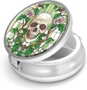 Pieninės Box3 Comunity Mažos piliulės Purse & Pocket Mini metalinių piliulių laikiklis Kelionių pistoletai konteineris laikyti papildai Vitaminai BPA- Free (Skull ir Rose)