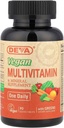 DEVA Tiny Tablets Vegan Multivitaminai moterims ir vyrams, multivitaminas su geležimi, mineralų papildas, vitaminas C, vitamino B kompleksas, vitaminas B12, vitaminas E, Cinkas, Gluten Free, 90 tablečių
