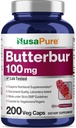 NusaPure Butterbur Extract 100mg per caps 200 Veggie Capsules (Non-GMO, Vegetarian, Vegan)