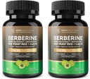 Berberine 1300mg su žaliosios arbatos ekstraktu, Resveratrol, Red Yeast Rice & CoQ10 - 13- in-1 Immune Health, Natural Metabolic Support - 60 kapsulių - Non- GMO, Lab Tested - 2 rinkinys