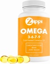 Zippi Omega 3-6-7-9 Camelina Softgels - Plant Based Omega 3-6-7-9 Fatty Acid Supplement. Helps to Support Brain, Liver, Cardiovascular, Immunity and Joint Function