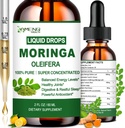 Grynas Moringa Oleifera skysti lašai, Organic Moringa lapų ekstraktas w. Turmerinis, Black Pepper, Moringa Priedas energijos apykaitos Immunal Skin Joint & Gut, 6X Stipresnis Than Moringa Capsules Milteliai