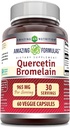 Nuostabi mityba Quercetin 800 Mg su Bromelan 165 Mg Veggie Capsules Additure (Non-GMO) 124; Gluten Free 124; Pagaminta JAV, 124; Tinka vegetarams (60)