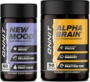 ONNIT Premium Alpha smegenų smūgis - Nootropinis smegenų papildas (90 Count) fokusui, koncentracijai ir atminčiai + naujas nuotaikų priedas stresui, miegui ir nuotaikai (60 Count)