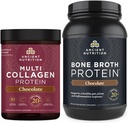 Senovės mityba Multi Collagen proteinų milteliai, Šokoladas, 40 Paslaugos + Kaulų Broth baltymų milteliai, Šokoladas, 40 Paslaugos