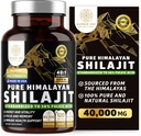 Pure Himalayan Shilajit Priedas vyrams ir moterims, [40,000MG, Max Stiprumas] Sudėtyje yra 50% Fulvic Acid su daugiau kaip 85 Trace Mineralai remti energijos, smegenų ir imuniteto, 120 Veg Caps