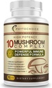 10 Grybų kompleksas Nootropinio smegenų papildas - Išplėstinė Best Functional Mushrooms- smegenų atmintis Focus energijos, Imuninė parama - Liūtų Mane- Reishi- Cordyceps- Chaga- Turkija Uodega (90 kapsulės)