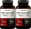 NatureBell Zinc Quercetin with Vitamin C & D3, 480 Capsules (2 Pack) | Quercetin 1,000mg + Zinc 50mg + Vitamin C 250mg + Vitamin D3 5,000 IU | 4-in-1 Advanced Immune & Lung Support | ZincVanta Formula