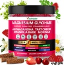 Adndale 90ct 15- in-1 Magnis Glycinate Gummies 400 mg / tarnyba- su magnio malatu, Ashwagandha, tart Cherry, Magnolia Bark, Lemon Balm, Passionflower, Chamomile, L- Theanine, Cinkas, Vitaminas K2 & D3