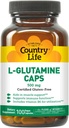 Country Life L- Glutaminas 500 mg su B6 - Palaiko raumenų atsigavimą, Endurance & Athletic Performance - Vegan, Gluten- Free, Kosher Amino Amino Acid Addition - 100 kapsulės
