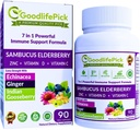 7 in 1 Šeivamedžio uogų su ZINC, Vitaminas C, Vitaminas D, Echinacea, imbieras ir Indijos gooseberry (Amla). Premium Elderberry Capsules 90 ct, All Natural, Non- GMO, Vegan, No Rice Mill, No- Gluten