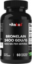 Bromelaino priedas 1000mg vienam serviniam, 2400 GDU / g, proteoliziniai fermentai, Proteinų Virškinimo, 60 Count - Non- GMO & Gluten Free