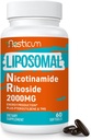 2000 MG Liposominis nikotinamido ribosido priedas su TMG & Pterostilbenu, Niacinamido sustiprinimas energetikai, imunitetui, atsparumui amžiui, 60 Softgels