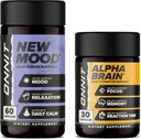 ONNIT Premium Alpha smegenų smūgis - Nootropinis smegenų papildas (30 Count), skirtas fokusui, koncentracijai ir atminčiai + naujas nuotaikų priedas, skirtas įtampos palaikymui, miegui ir nuotaikoms (60 Count)