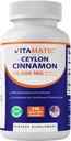 Vitamatic Ceylon Cinnamon 10000 mg Equivalent Per Serving (from 20:1 Extract 500 mg) with Berberine & Chromium - 240 Vegetable Capsules - Non-GMO & Gluten Free