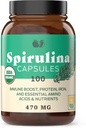 Pure Hawaiian Blue Green Spirulina miltelių kapsulės - 470 mg Kapsulės 100 piliulės, ne GMO, Natūralus