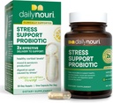 Kasdien Nouri Stress Support Probiotic for Women & Men ® 124; Support Cortisol Management, Stress Relief, Mood, Digestion & Gut Health ® 124; 3 Kliniškai studijavo Strips + Vegan Omega Oil Bendrijoje 124; 30- Day Supply