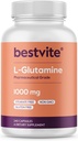 BESTVITE Laisvojo L- glutamino 1000mg vienoje kapsulėje (240 kapsulių) - Nemokama forma - Nėra Stearates - Gluten Free - Ne GMO - Grynas L glutamino priedas - Maksimalus stiprumas Glutamino kapsulės