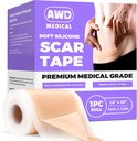 AWD Silikoninis Scare Lapai Chirurginiai randai - Besiūliai medicinos laipsnio Silikoninis Scard Tape C skyrius, Tummy Tuck Tape - Silikoniniai Odos pleistrai Po operacijos turi Haves (1.6 "x 60" Besiūliai Roll)