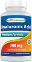 Geriausi natūralūs junginiai Hyaluronic Acid 200 mg 120 tablečių (Non- GMO, Gluten Free) - Skatina jaunatvišką sveiką odos ir sveikos bendros funkcijos (120 skaičius (1 rinkinys))