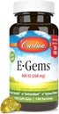 Carlson - E-Gems 400 TV (268 mg), Natural- Source Vitaminas E, Optimalus sveikata, 140 Minkšti geliai