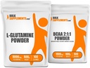 BulkSupplements L-Glutamine 500g + BCAA 2:1:1 500g Bundle