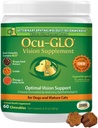 Ocu- GLO Cat & Dog vyresnysis papildas akių paramos - Chewable Vitaminai papildai didelėms ir mažoms naminių gyvūnėlių priežiūros su Lutein, Omega-3 riebalų rūgštys, Vynuogių sėklų ekstraktas ir antioksidantai