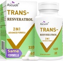 99% Ultra Grynumas Trans- Resveratrol 1100mg, 3- in-1 Advanced Formulės Organinis Resveratrol papildas, Max Antioksidantas, Anti- Senėjimas, Odos sveikata, Ląstelių remontas, Boost NAD +, Imunitetas ir energija, 60 cps