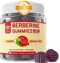 Berberine Addition 1500mg with Soluble Fiber, B1, B3 & B6, Sugar Free Berberine HCL Gummies, High Bioactivity AMPK Activitor for Mętâbõlism Balanced, Daily Digsive & Body Mânâgęmęnt, 60 Cts