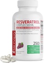 Bronson Resveratrol 500 Complex Standarted Trans- Resveratrol + Vynuogių sėklos ir raudonojo vyno ekstraktas, 250 kapsulių