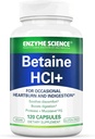 Enzyme Science Betaine HCl with Pepsin - Supplement for Low Stomach Acid - Betaine Hydrochloride Supplement - Digestive Enzymes - Enzimas Digestivas - 120 Capsules