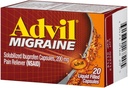 Advil Migrant 20' S Dydis 20ct Advil Migrena Skausmas Apsauginis tirpalas Skystos kapsulės 20ct