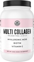 Multi Collagen Powder with Biotin, Hyaluronic Acid, Vitamin C (2lb Value Size) | Hydrolyzed Collagen Supplement (Types I, II, III, V, X). Hair, Skin, Nails for Women, Men