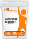 BulkSupplemen.com Magnis Gluconate milteliai - magnio papildas, Eteriniai mineralai - Neflavored & Gluten Free, 1,4g per Serving, 100g (3,5 oz) (pakuotė 1)