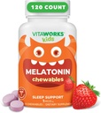 Kids Melatonin 1 mg Chewable with L theanine, Chamomile and Lemon Balm Extract Chewable Tablets - Natural Berry Flavor - for Help Falling and Staying Asleep - for Children - 120 Chewables