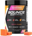 Bounce Pro kreatino monohidratas Gummies vyrams ir moterims, Low Calorie, 6G kreatino per Tarnauti, Vegan, Anti- Lydyti, Nėra GMO, 2g kreatino per Gummy (51ct, Persikų žiedai)