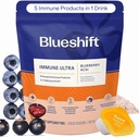 Blueshft Immune Ultra - 5-in-1 Immune Support Miltels Drink Mix, Immune Defence Vitaminas su vitaminu C, Cinko, Superfood, Antioksidantai, Probiotikai - Blueberry Acai Pods (14 pakuotė)