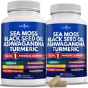 NEW AGE Sea Moss Capsules Black Seed Oil Ashwagandha Turmeric Bladderwrack Burdock - with Manuka, Honey Dandelion, ACV Black Pepper Gluten Free