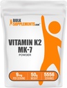 BulkSupples.com Vitaminas K2 Milteliai - Vitaminas K2 MK- 7, kaip Menakinono milteliai - K2 Vitamino papildai sveikatingumui, Gluten Free, 9 mg vienam serviniam, 50g (1,8 oz) (pakuotė 1)