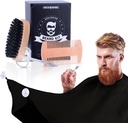 Barzdos grooming rinkinys vyrams 4 iš 1. Barzdos šepetys ir Comb Set su Messy Free Bib Apron, Mustache žirklės. Natūralus šepetys ir dviejų veiksmų Comb. Vyrų grooming. Dovana vyrui,