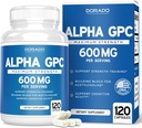 Alfa GPC Choline kapsulės - 120 Skaičiavimas, 600mg Servings (smegenų paramos pagalba, kad parama dėmesio, atmintis, motyvavimas, & Energija (Trečioji šalis išbandyta, Vegan saugiai pagaminta JAV) Smegenų paramos priedas