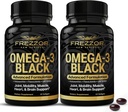 FREZZOR Omega 3 Black for Joint Care & Comfort - New Zealand Green Lipped Mussel Oil Capsules; 53x Higher Potency with UAF1000+ Super Antioxidant, No Fishy Aftertaste, 60 Count (Pack of 2)