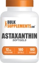 BulkSupples.com Astaxanthin 12 mg Softgels - Astaxanthin papildai, Antioksidantas Šaltinis - Gluten Free, 1 Softgel per Serving, 180 Count (Pack of 1)