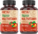 DEVA Vegan Multivitaminas & Mineral Addition with Iron 2- Pack, Spirulina, Chlorella, Ashwagandha, Brokoliai & More, 90 dengtos tabletės Kiekviena