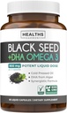 Cold- pressed Black Seed Oil Capsules - Vegan Non- GMO Nigella Sativa Black Seed Oil Addition with Omega 3 DHA for Full Body Wellness & Braine Support - Vegan Omega 3 & Thymochinone- Rich (1 mėnuo)
