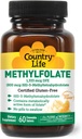 Country Life Metilfolate Chewable Tablets - Metably Active Folate - Great Tasting Orange Schior - Gluten-free - Smooth Melts - Vegan B12 - Moterų vitaminai - Dienos priedas - 60 tablečių