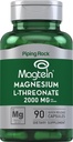 Piping Rock Magnis L-Threonate Capsules ® 124; 2000mg Ş124; 90 Lygtys ® 124; Magtein ® 124; Priedas vyrams ir moterims 124; Non- GMO, Gluten Free