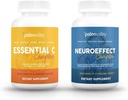 Paleovalley NeuroEffect + Eterinis C kompleksas Bundle - Neuro grybų kavos ekstraktas, vitamino C priedas 450g Focus, Atmintis, Energija, Imuninė parama, Organiniai maisto produktai