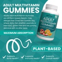 Plant- Based Multivitaminų Gummies, Dienos multivitaminų vyrams ir moterims su vitaminais A, C, D, E, B-3, B- 6, B- 12, Biotinas, inozitolis, Non- GMO, Gluten Free, 60 Count (30 dienų tiekimo)